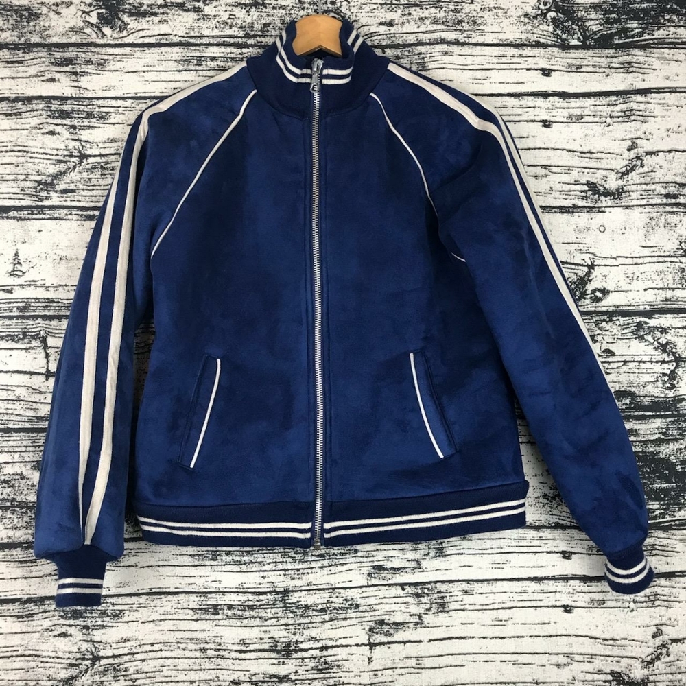 M/L Blue Letterman Jacket Suede Feel